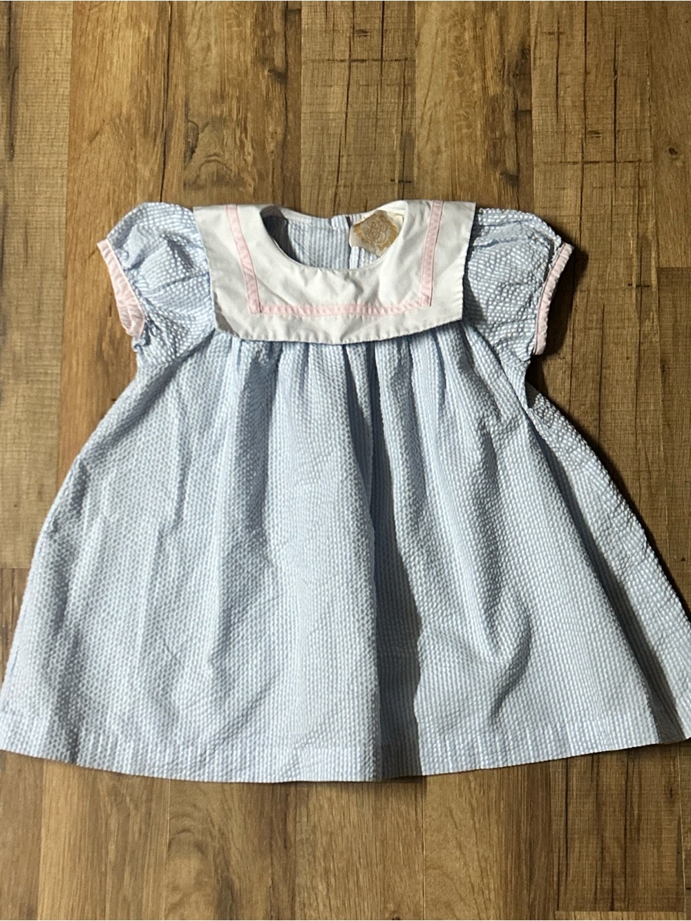 The Beaufort Bonnet company Seersucker Dress Blue/White TBBC 2T